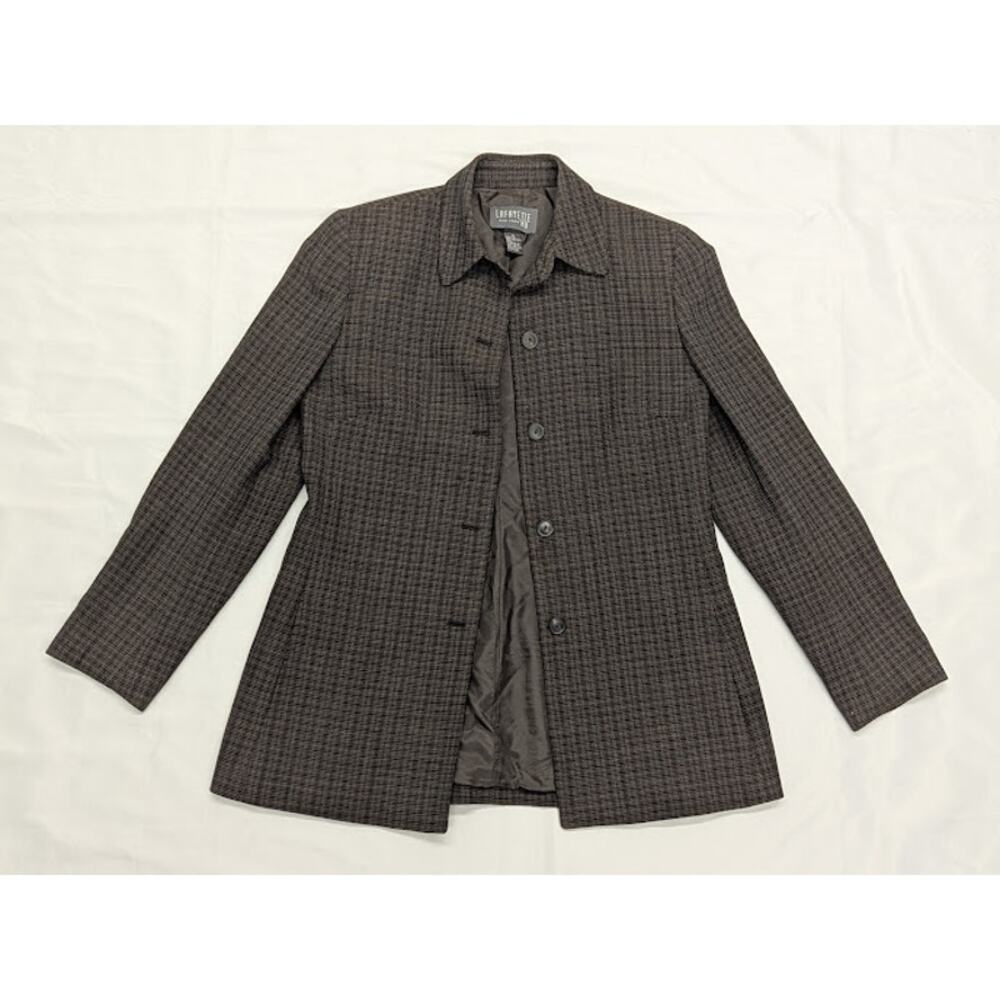 Lafayette 148 Vintage 100% wool patterned brown Jacket business Womens Sz 8 - Picture 2 of 10